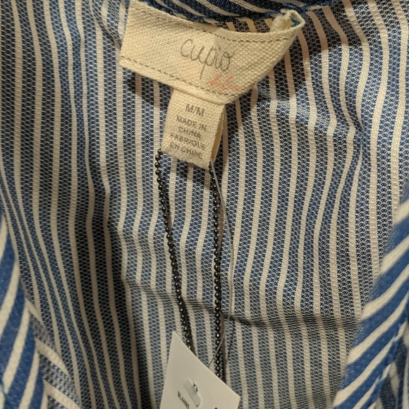 CUPIO blue/white sleeveless faux wrap dress M nwt - Picture 8 of 9